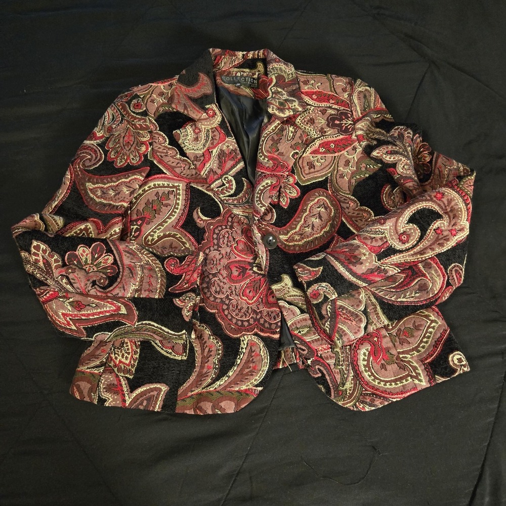 Collection By Harve‎ Benard Blazer Womens 10P Tapestry Paisley Jacquard Lined